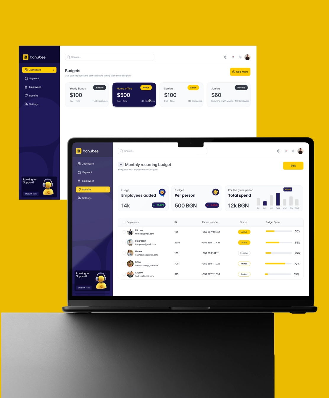 Bonubee budgets management feature