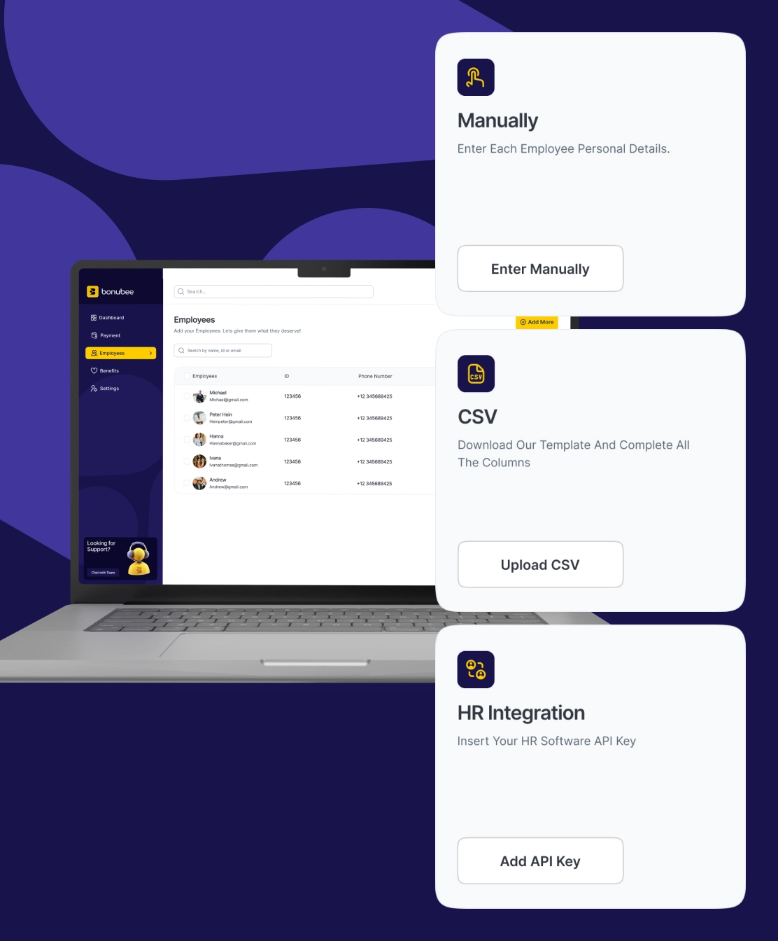 Bonubee employees management feature