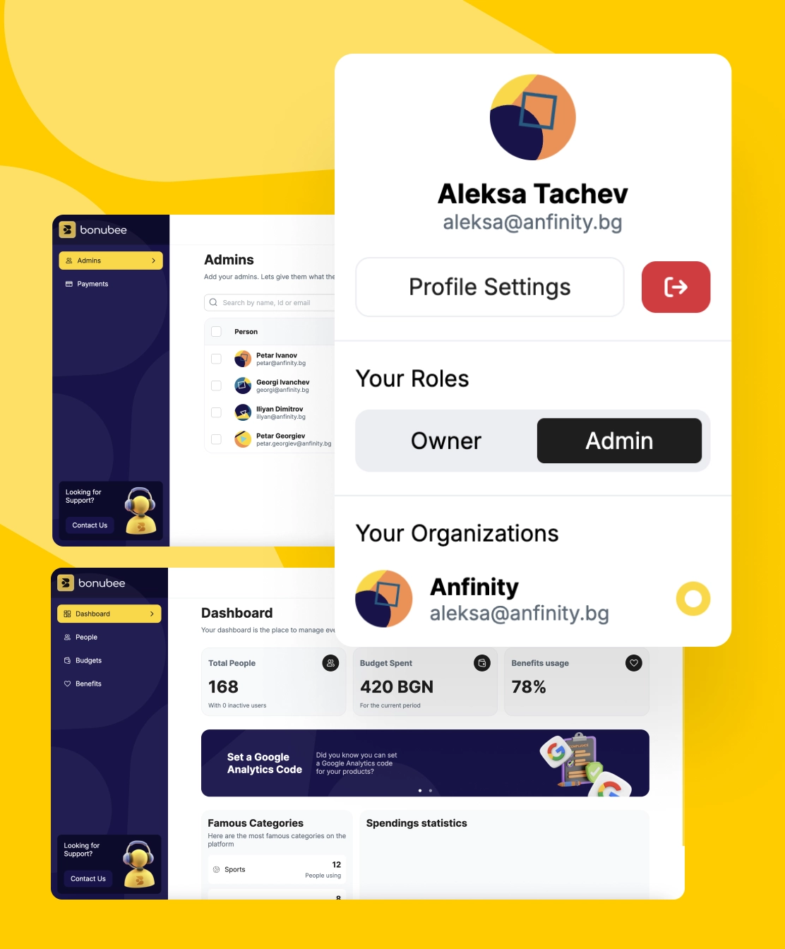 Bonubee multi-role support feature