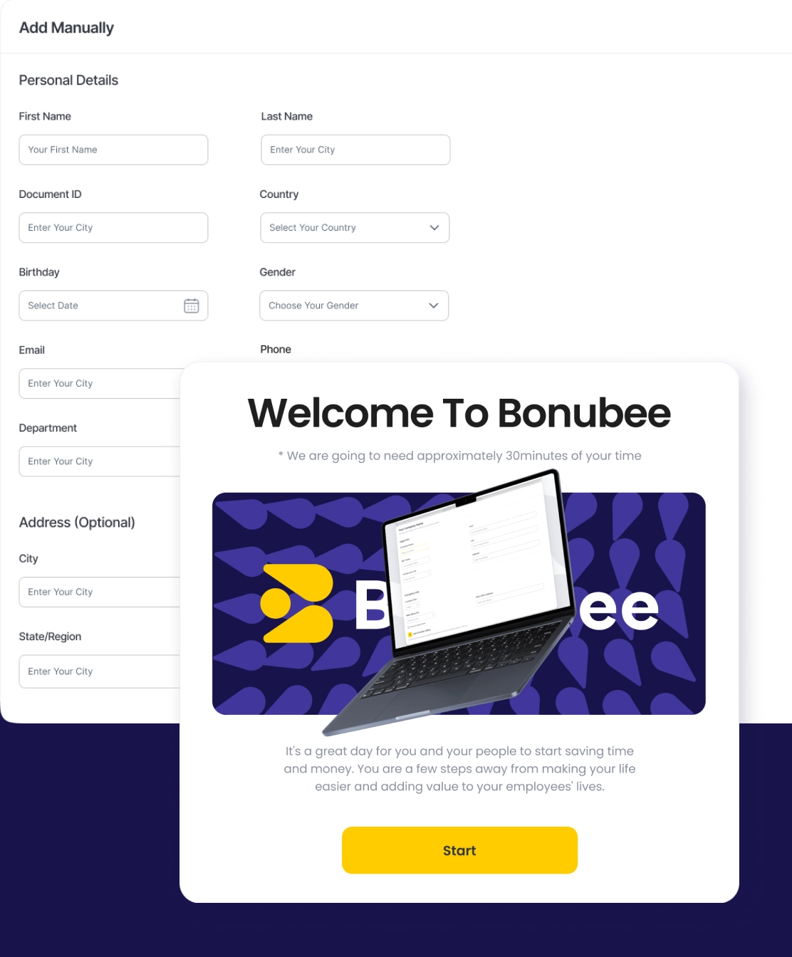 Bonubee onboarding process feature