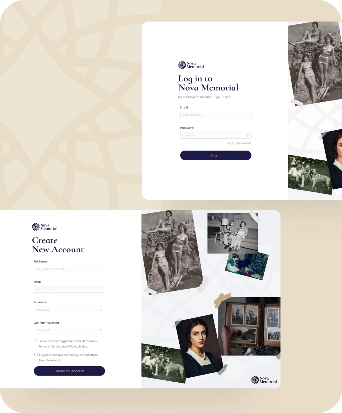 Nova Memorial login flow feature